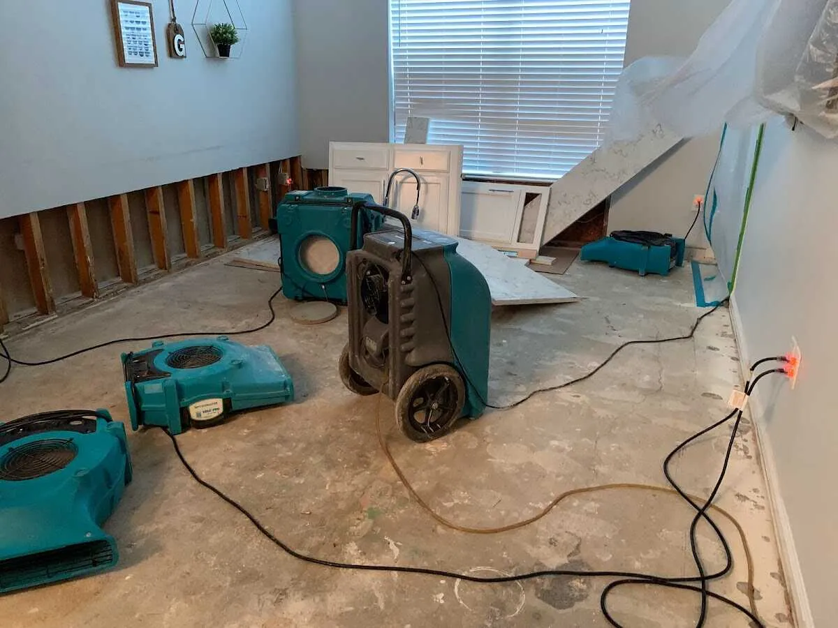 Dehumidifier in flood-cut room for Water Damage Restoration in Pittstown